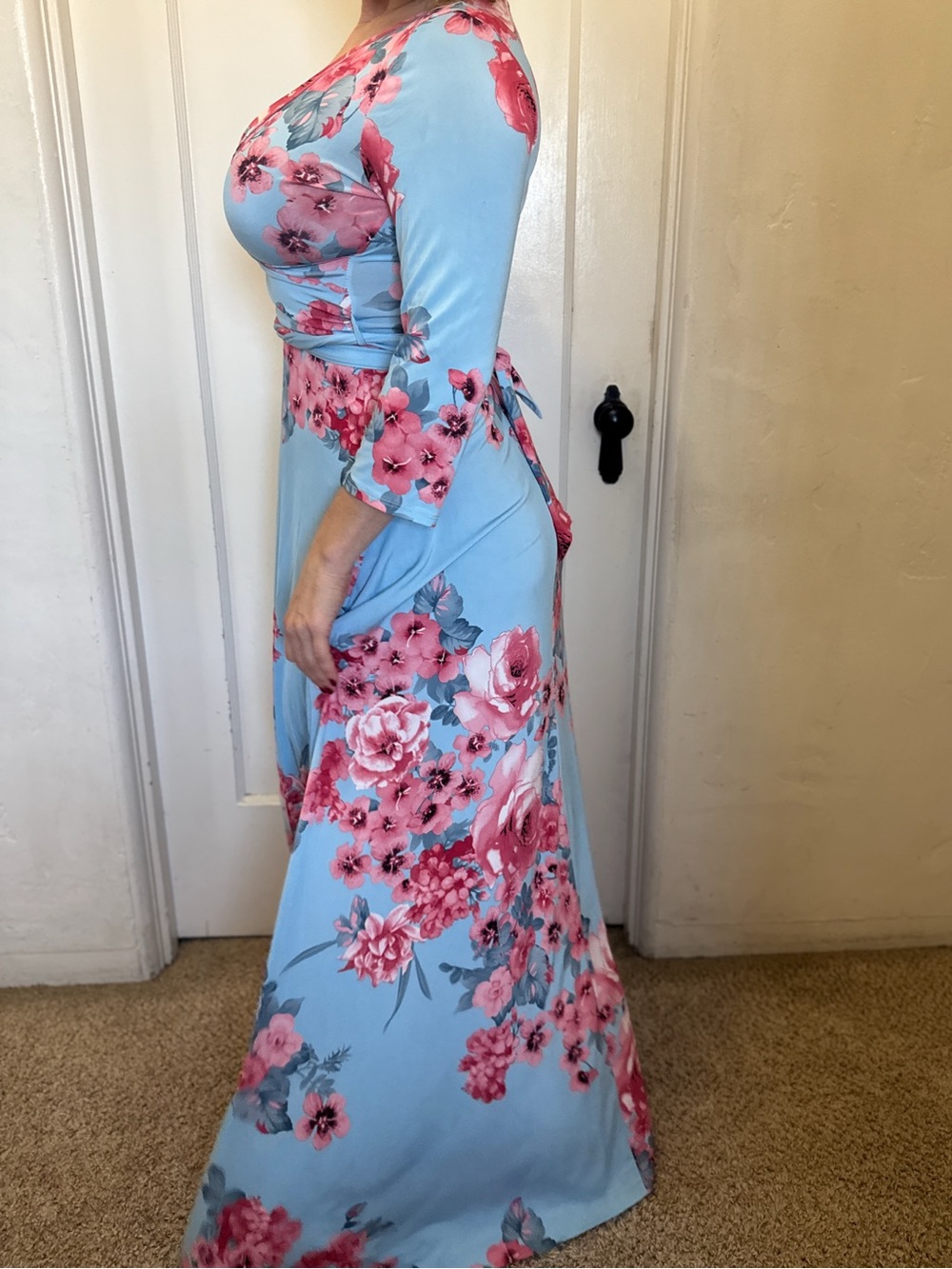 Light Blue Floral Wrap Maxi Dress - Brand